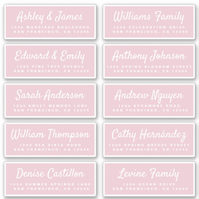 Chic Calligraphy Wedding Guest Address Labels (Vorderseite)