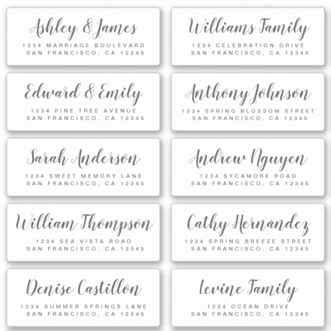 Chic Calligraphy Wedding Guest Address Labels (Vorderseite)