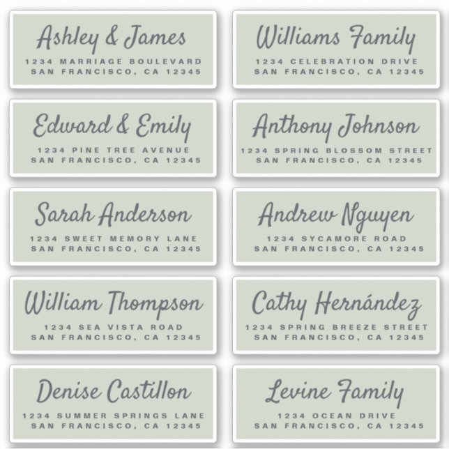 Chic Calligraphy Wedding Guest Address Labels (Vorderseite)