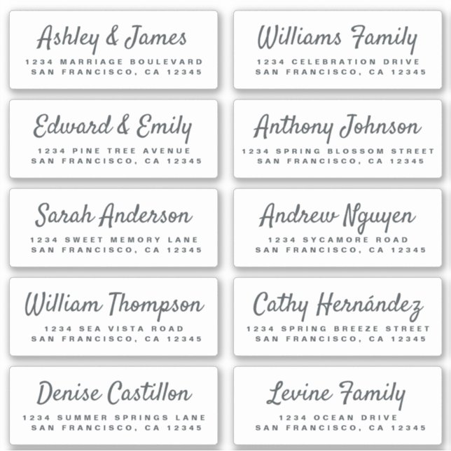 Chic Calligraphy Wedding Guest Address Labels (Vorderseite)