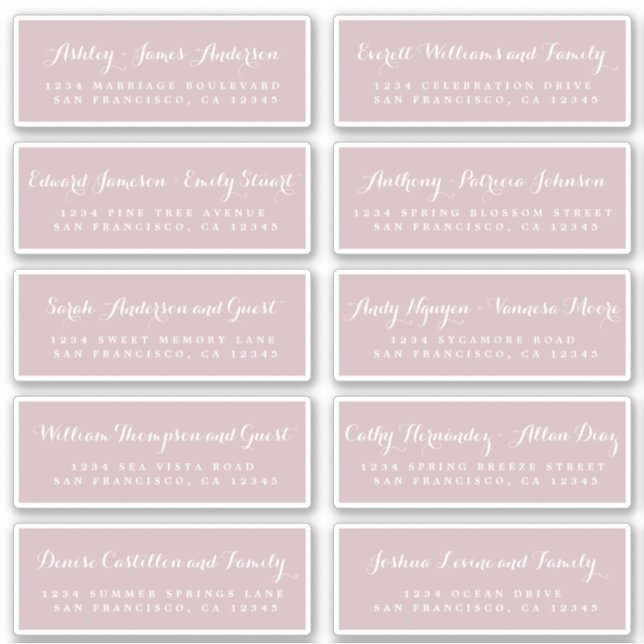 Chic Calligraphy Wedding Guest Address Labels (Vorderseite)