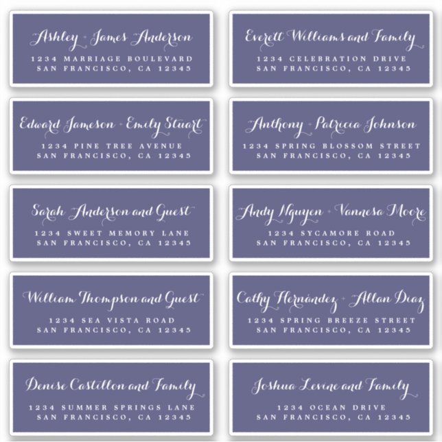 Chic Calligraphy Wedding Guest Address Labels (Vorderseite)