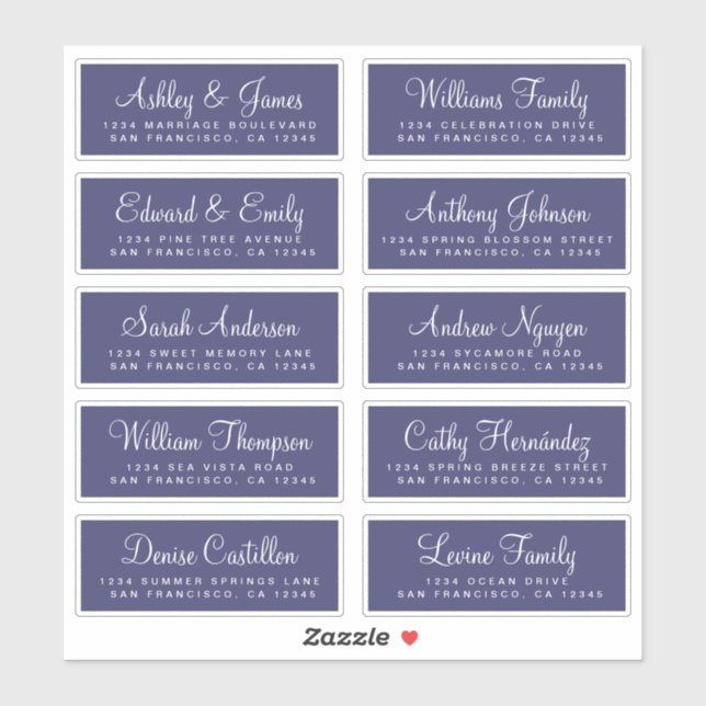 Chic Calligraphy Wedding Guest Address Labels (Blatt)
