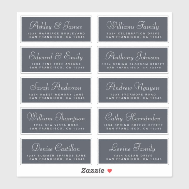 Chic Calligraphy Wedding Guest Address Labels (Blatt)