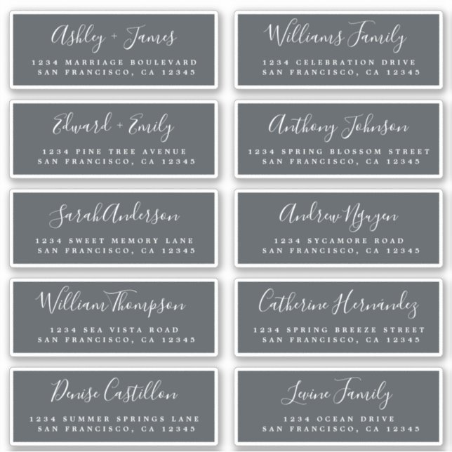 Chic Calligraphy Wedding Guest Address Labels (Vorderseite)
