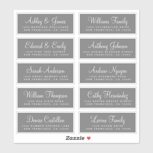 Chic Calligraphy Wedding Guest Address Labels (Blatt)