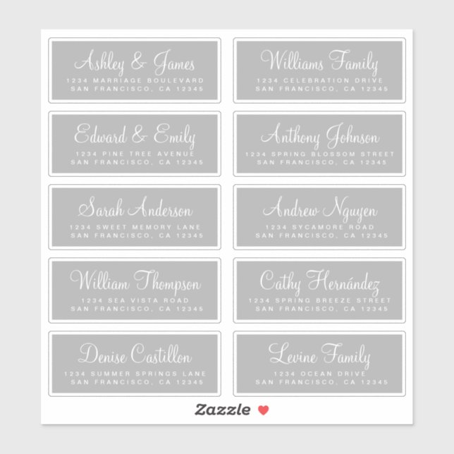 Chic Calligraphy Wedding Guest Address Labels (Blatt)