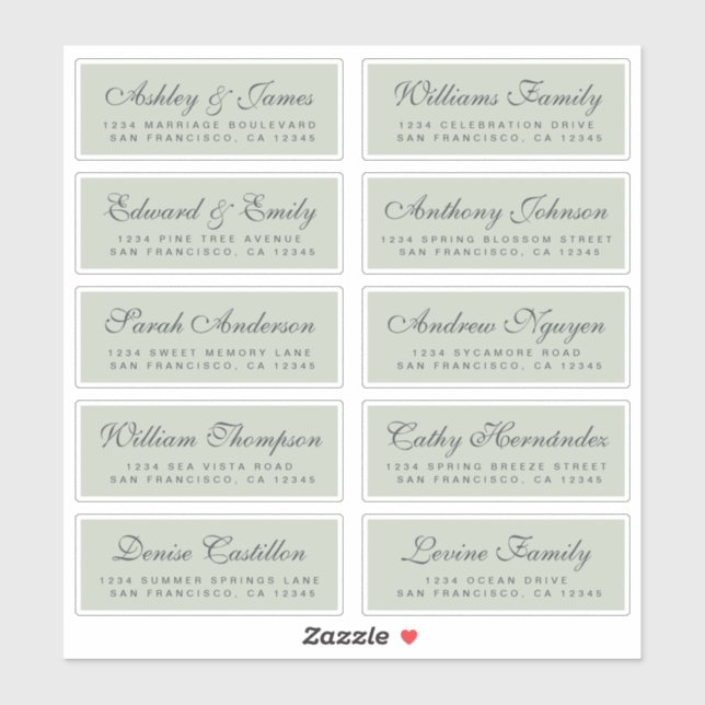 Chic Calligraphy Wedding Guest Address Labels (Blatt)