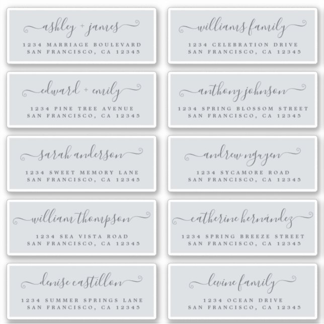 Chic Calligraphy Wedding Guest Address Labels (Vorderseite)