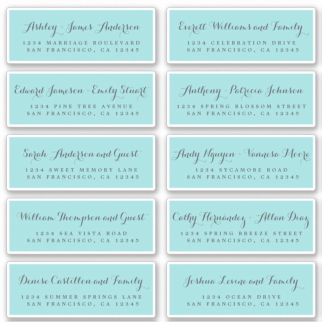 Chic Calligraphy Wedding Guest Address Labels (Vorderseite)