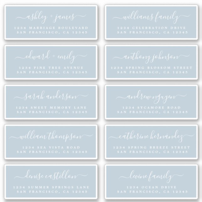 Chic Calligraphy Wedding Guest Address Labels (Vorderseite)