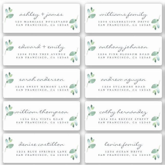 Chic Calligraphy Wedding Guest Address Labels (Vorderseite)