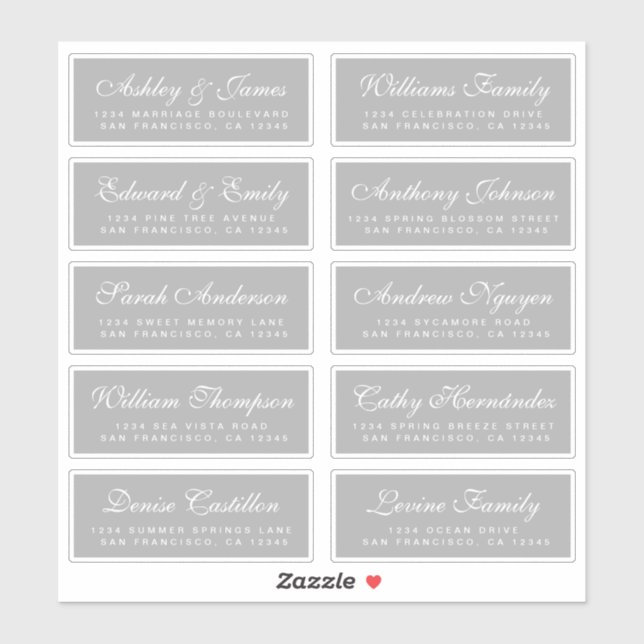 Chic Calligraphy Wedding Guest Address Labels (Blatt)