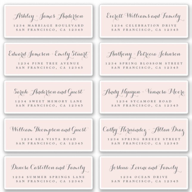Chic Calligraphy Wedding Guest Address Labels (Vorderseite)