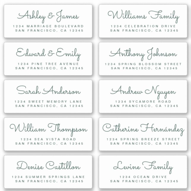 Chic Calligraphy Wedding Guest Address Labels (Vorderseite)
