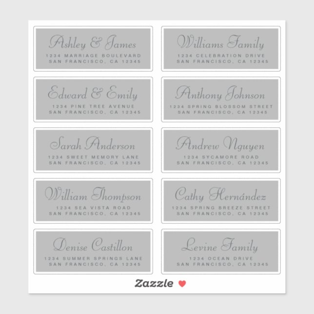 Chic Calligraphy Wedding Guest Address Labels (Blatt)