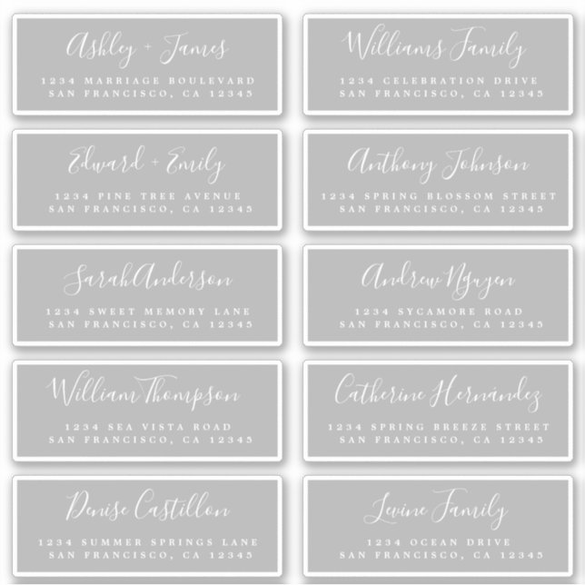 Chic Calligraphy Wedding Guest Address Labels (Vorderseite)