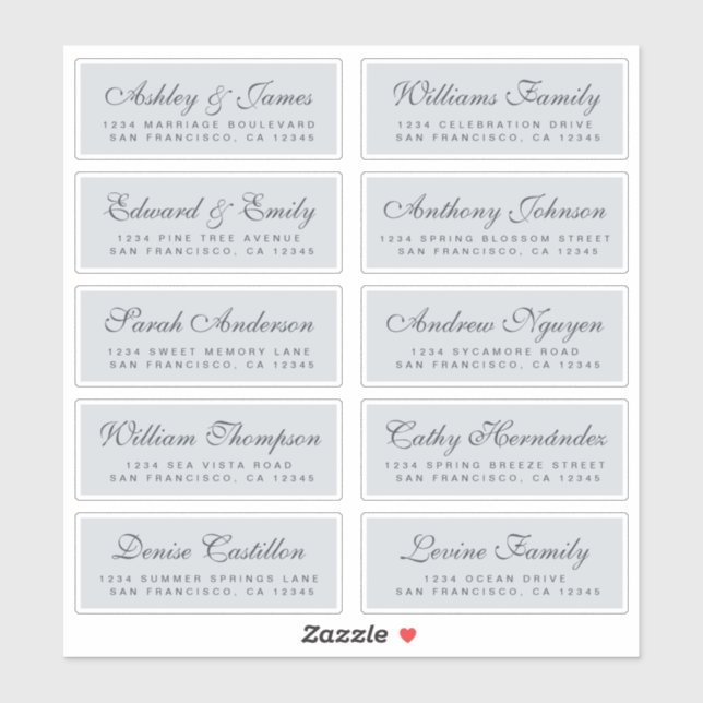 Chic Calligraphy Wedding Guest Address Labels (Blatt)