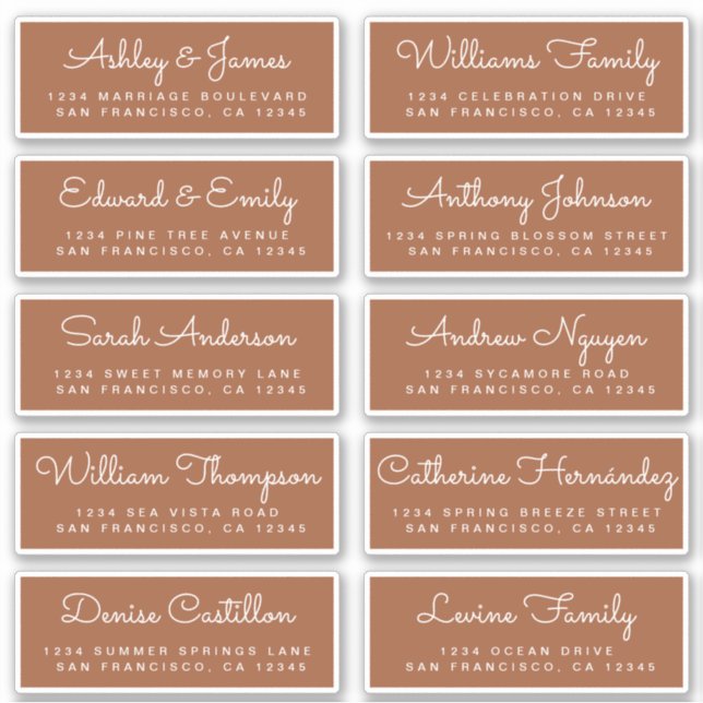 Chic Calligraphy Wedding Guest Address Labels (Vorderseite)