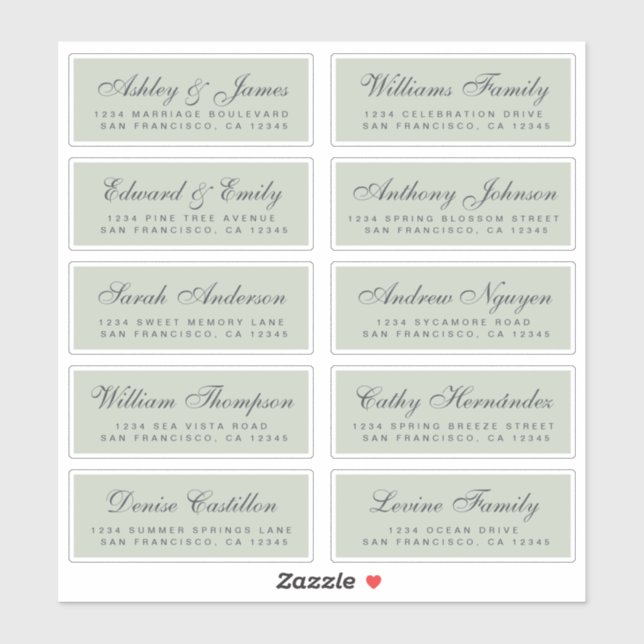 Chic Calligraphy Wedding Guest Address Labels (Blatt)