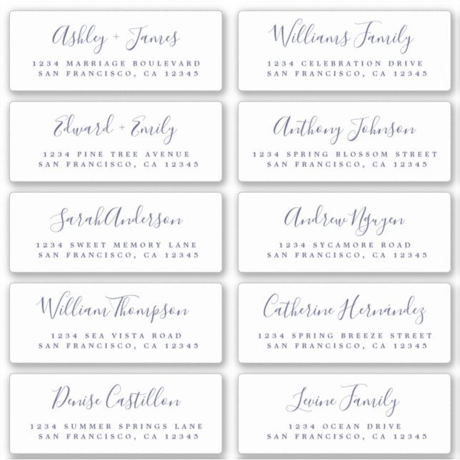 Chic Calligraphy Wedding Guest Address Labels (Vorderseite)