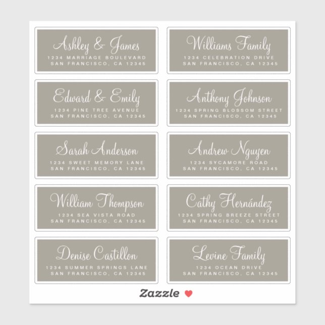 Chic Calligraphy Wedding Guest Address Labels (Blatt)