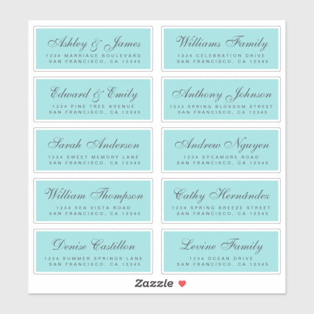 Chic Calligraphy Wedding Guest Address Labels (Blatt)