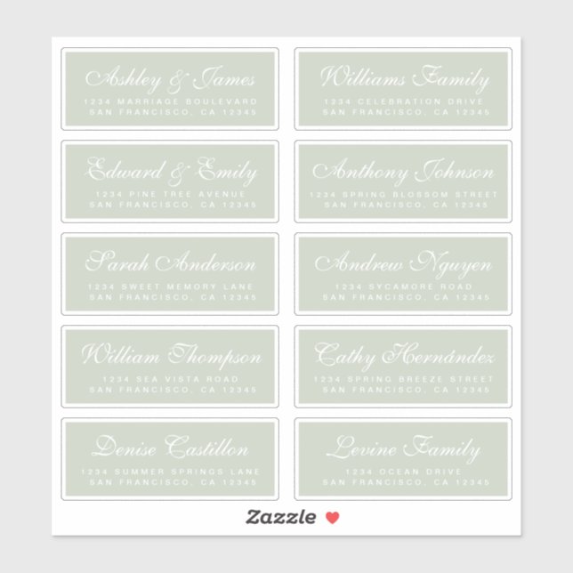 Chic Calligraphy Wedding Guest Address Labels (Blatt)