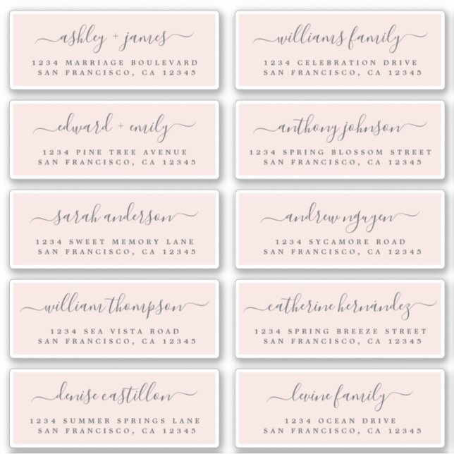 Chic Calligraphy Wedding Guest Address Labels (Vorderseite)