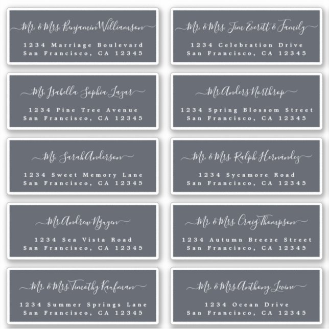 Chic Calligraphy Wedding Guest Address Labels (Vorderseite)
