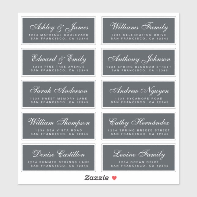 Chic Calligraphy Wedding Guest Address Labels (Blatt)