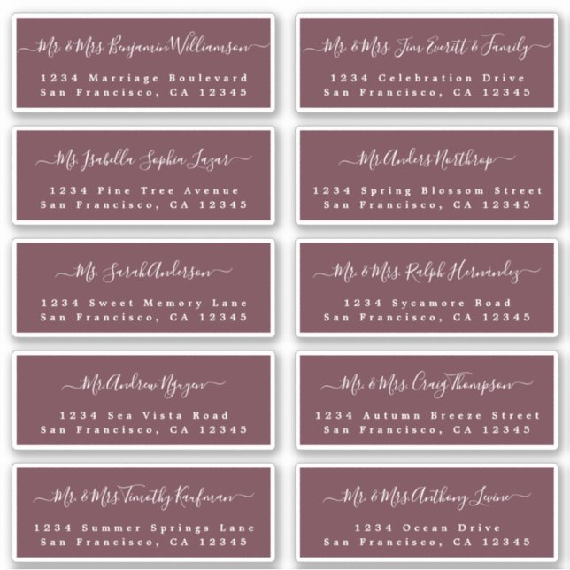 Chic Calligraphy Wedding Guest Address Labels (Vorderseite)