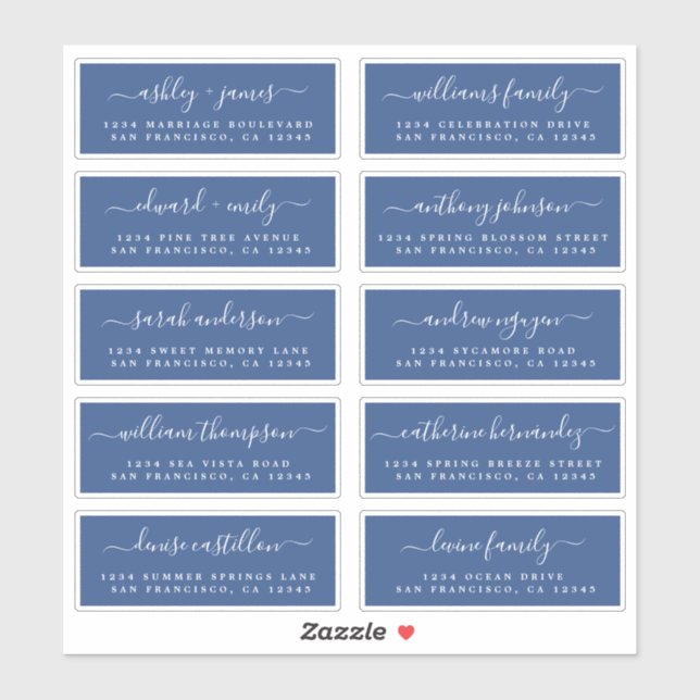 Chic Calligraphy Wedding Guest Address Labels (Blatt)