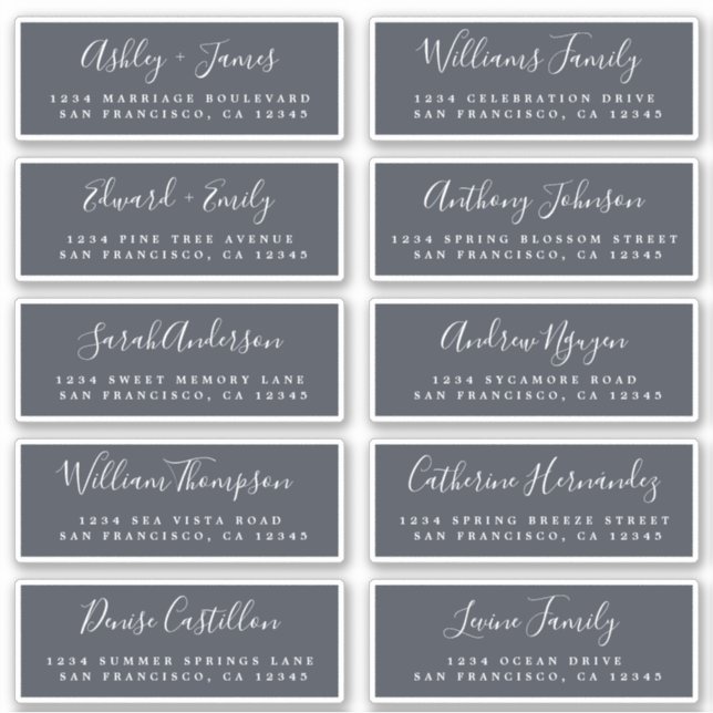 Chic Calligraphy Wedding Guest Address Labels (Vorderseite)