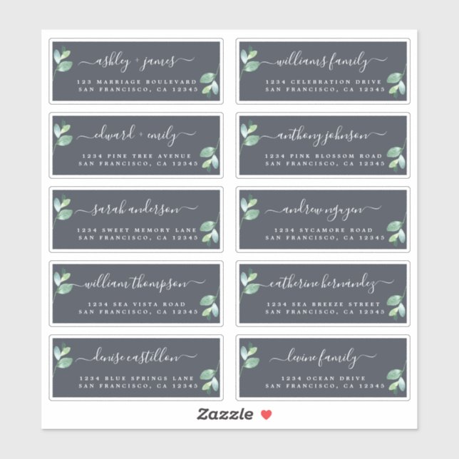 Chic Calligraphy Wedding Guest Address Labels (Blatt)