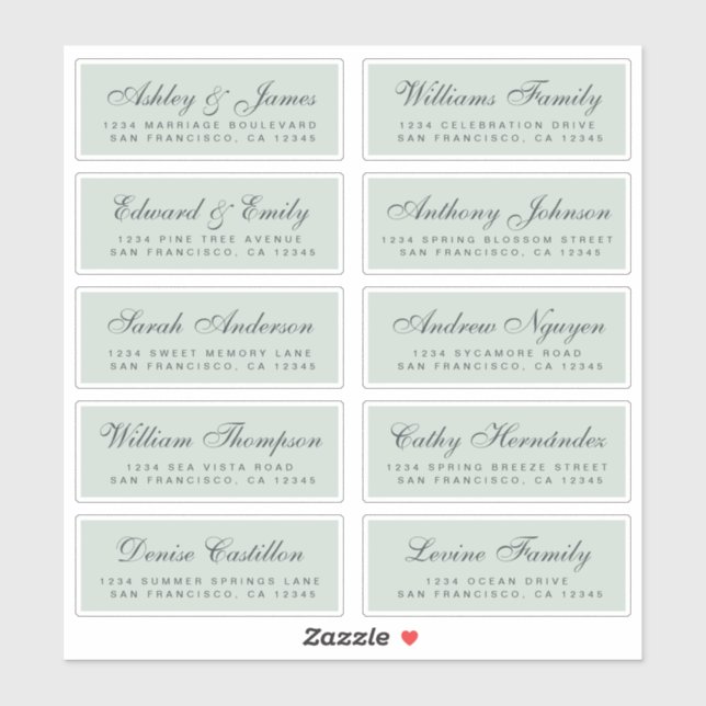 Chic Calligraphy Wedding Guest Address Labels (Blatt)