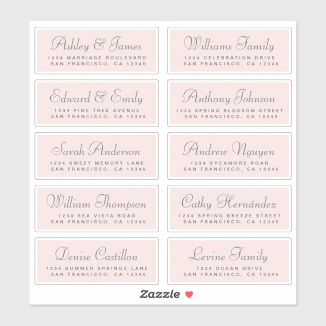 Chic Calligraphy Wedding Guest Address Labels (Blatt)