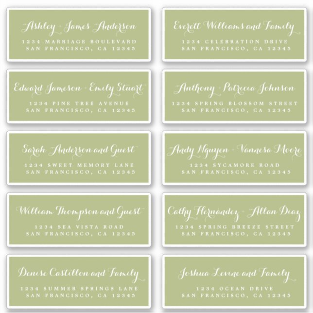 Chic Calligraphy Wedding Guest Address Labels (Vorderseite)