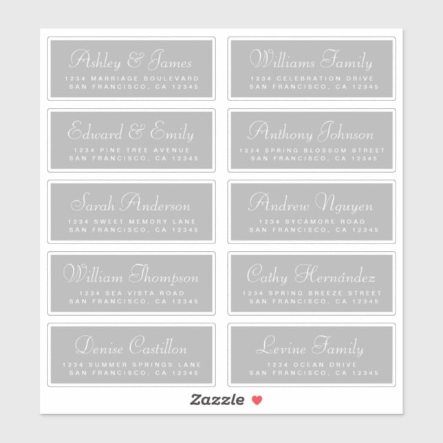 Chic Calligraphy Wedding Guest Address Labels (Blatt)