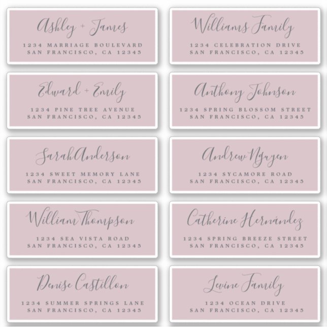 Chic Calligraphy Wedding Guest Address Labels (Vorderseite)