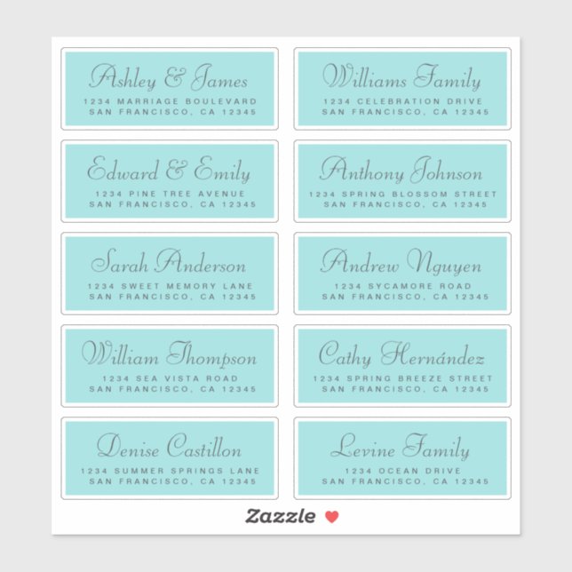 Chic Calligraphy Wedding Guest Address Labels (Blatt)