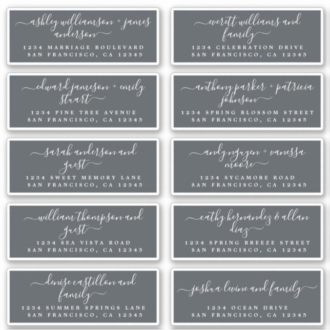 Chic Calligraphy Wedding Guest Address Labels (Vorderseite)
