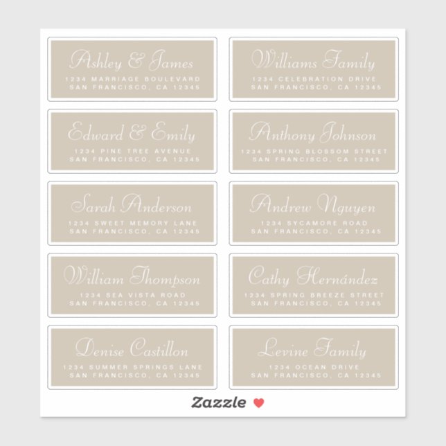 Chic Calligraphy Wedding Guest Address Labels (Blatt)