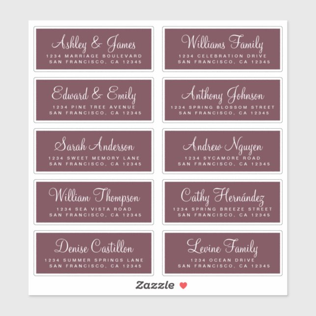 Chic Calligraphy Wedding Guest Address Labels (Blatt)