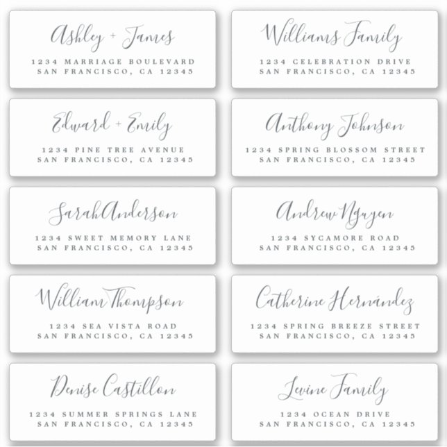 Chic Calligraphy Wedding Guest Address Labels (Vorderseite)