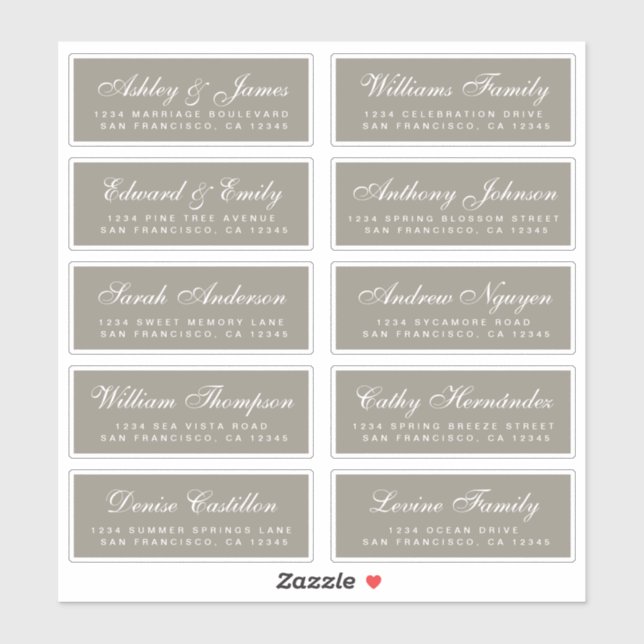 Chic Calligraphy Wedding Guest Address Labels (Blatt)