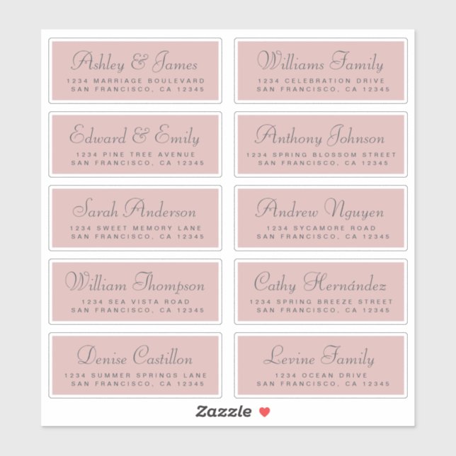 Chic Calligraphy Wedding Guest Address Labels (Blatt)