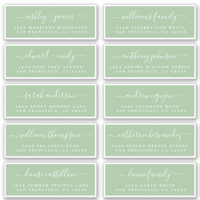 Chic Calligraphy Wedding Guest Address Labels (Vorderseite)