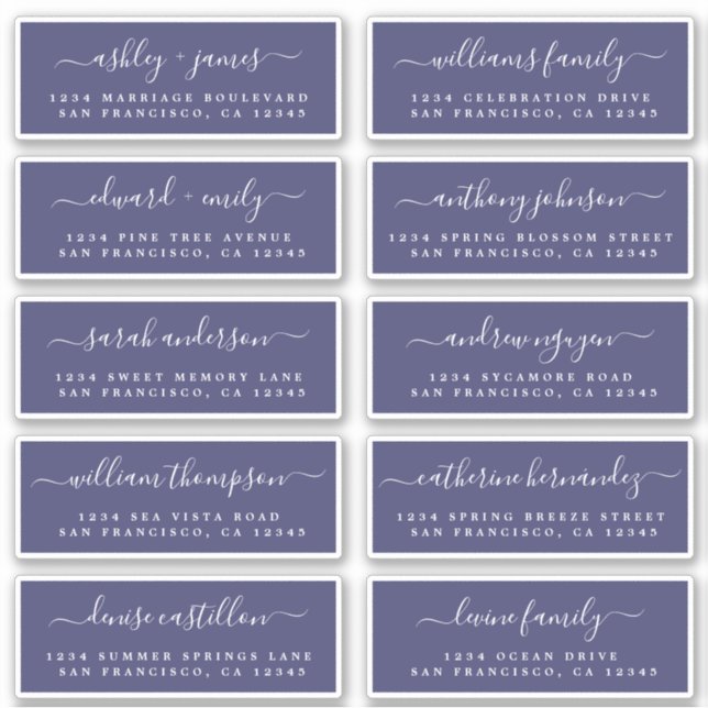 Chic Calligraphy Wedding Guest Address Labels (Vorderseite)