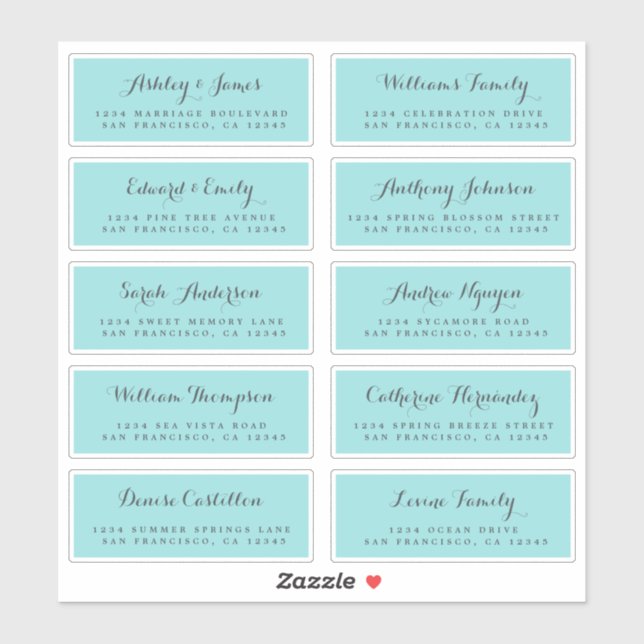 Chic Calligraphy Wedding Guest Address Labels (Blatt)